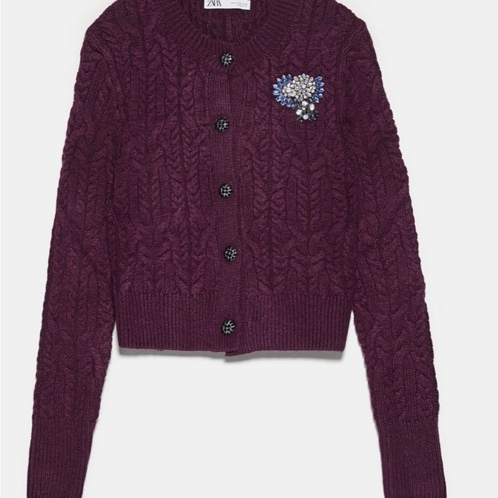 Zara Purple Cable Knit Sweater - Picture 3 of 8